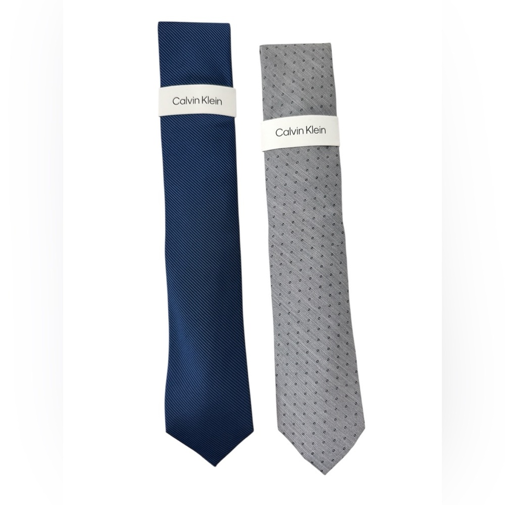 2-CLAVIN KLEIN Navy and Light Gray Ties